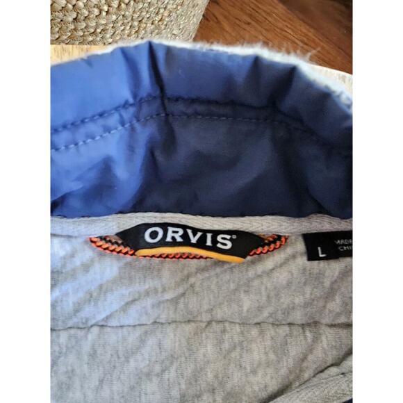 Orvis Quilted Snap Sweatshirt Sweater Pullover Aztec Blue Womens L Logo Unisex - Picture 5 of 10